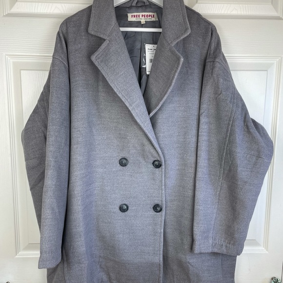 Free People Hannah Slouchy Blazer Jacket L W Black NWT - Picture 4 of 7